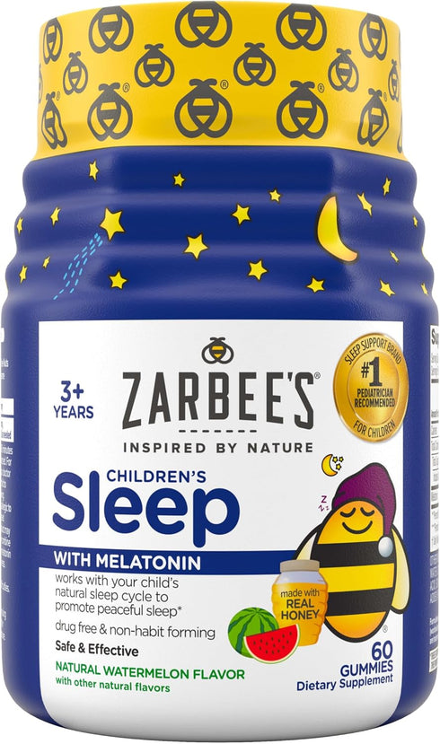 Zarbee's Kids Melatonin Gummy, 1mg Childrens Sleep Aid Supplement, Drug-Free & Effective Sleep Supplement for Children Ages 3 and Up, Non-Habit Fo...