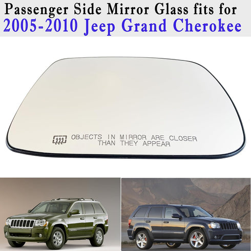 Grand Cherokee Passenger Side Heated Mirror Glass Compatible with 2005-2010 Jeep Grand Cherokee Right Side Mirror Glass with Rear Holder...