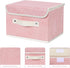 ANMINY Fabric Storage Bin with Lid Rose Print Storage Box Basket with PU Leather Handles Washable PP Plastic Board Decorative Foldable Lidded Shel...
