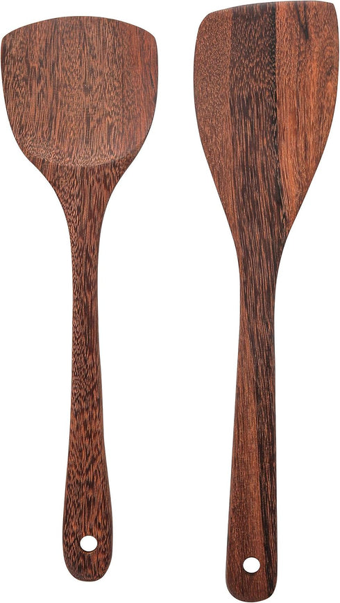 Wooden Spatulas - Eco-Friendly, Durable & Ergonomic Kitchen Utensils - Non-Scratch Cooking Tools for Stirring, Flipping & Serving - Set of 2 (12.8...