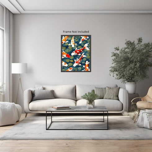 Posterizer 1 pcs- Beautiful print of gold fish in a river-Art for Animal Lovers- Gift for Men Women Entrepreneur Teens-decor for Bedroom, Office,...