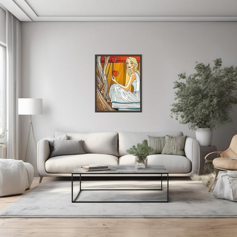 Posterizer 1 pcs-cute Valentine’s Day card design-Girl with hearts poster-Romantic Art-Holiday Poster Collection-Gift for Couples boyfriend girlfr...