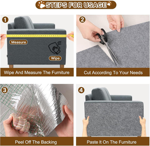 Cat Scratching Mat 78.7"x15.8" Timmable Cat Scratch Furniture Protector, Self-Adhesive Cat Scratching Carpet for Cat Scratch Post, DIY Climbing Ca...