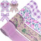 4Rolls 20 Yards Floral Wired Edge Ribbon Purple Lavender Butterfly Printed Burlap Ribbon for Gift Wrapping Wreath Bow Making Craft for Wedding Bri...