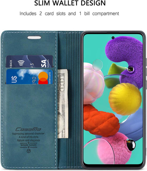 Samsung Galaxy A51 Wallet Case with Magnetic Stand Book Style Leather Flip Protective Case Wallet for Galaxy A51 6.5 inch (Blue)...