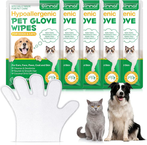 Dog Cleaning Wipes Gloves, Cleaning & Deodorizing Pet Oral Wipes for Cat Cleansing Teeth Glove Wipes - Reduces Plaque and Freshens Breath, Also Us...