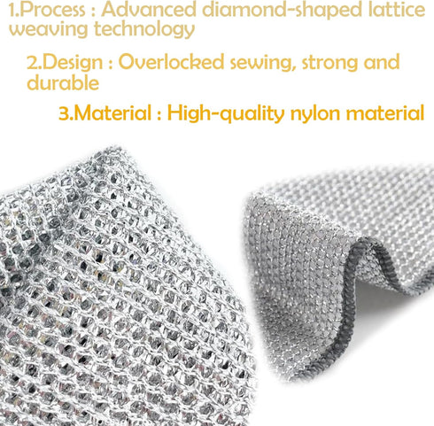 Multipurpose Wire Dishwashing Rags for Wet and Dry, Non-Scratch Wire Dish Cloths, Wire Cleaning Rags Easy Rinsing Wire Dish Towels for Kitchen, Si...