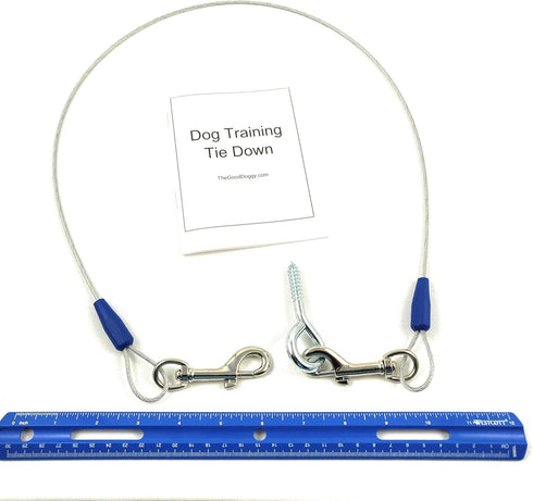 Dog Training Tie Out Cable, 3 Ft Begging Jumping Destructive Chewing Housetraining Counter Surfing Teething Puppy Potty Training Tether Chew Proof...