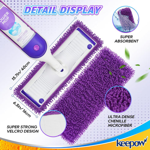 KEEPOW Reusable Power Mop Refill Pads Compatible with Swiffer PowerMop, Microfiber Power Mop Refills, Power Mop Pads for Hardwood Floor Cleaning, ...