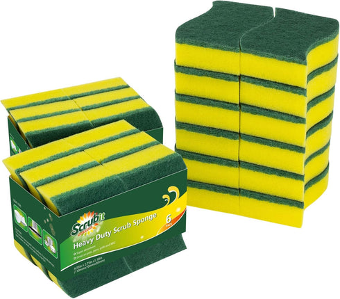 (24 Pack) Heavy Duty Scrub Sponges by SCRUBIT – Kitchen Dish, Sink and Bathroom Cleaning Scrubber Sponge - with Non-Smell Scouring Pad...
