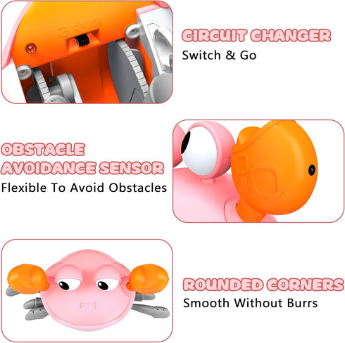 Crawling Crab Toy, Infant Tummy Time Baby Toys, Fun Interactive Dancing Walking Moving Toy Babies Sensory Induction Crabs with Music, Baby Toys Bo...
