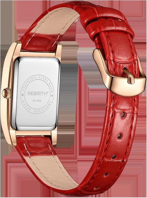 FANMIS Fashionable Rectangular Diamond Inlaid Small Dial Waterproof Women's Leather Quartz Watch...