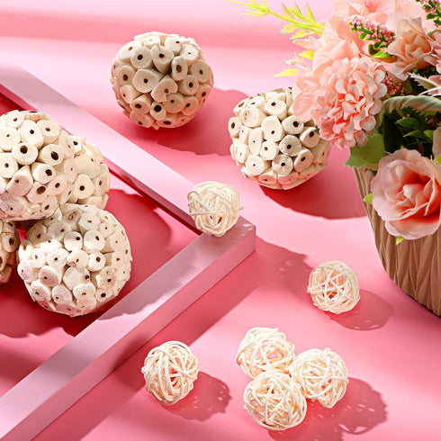 12 Pcs Bird Shreddable Toy 6 Natural Parrot Sola Balls Rattan Foraging Toys Chewing Accessories for Budgie Parakeet Cockatiel Orbs Crafts DIY Vase...
