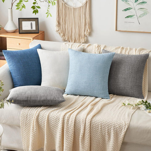 MIULEE Pack of 2 Decorative Linen Burlap Coastal Pillow Covers Farmhouse Boho Accent Pillowcases for Sofa Car Couch Bedroom Living Room Decor 16x1...