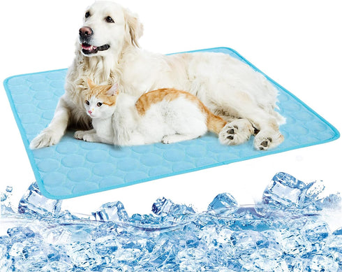 Dog Cooling Mat Washable Ice Silk Cooling Mat for Dogs Waterproof Bottom Summer Sleeping Pad Self Cooling Pad Blanket for Pets (40x28 in, Light Bl...