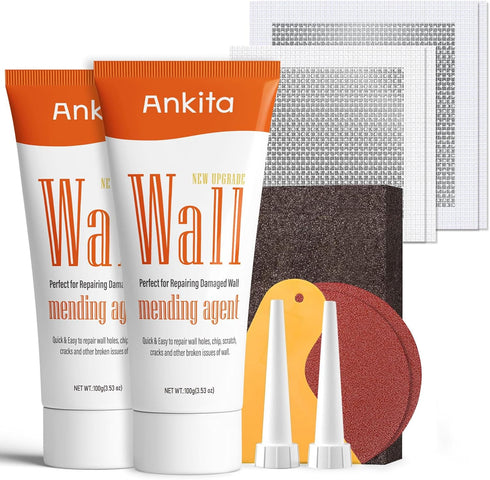 Wall Patch Repair Kit, 2 Pack Drywall Repair kit, Wall Repair Patch Kit with Scraper, Fast-Drying Dry wall Patch Kits, Easy & Effortless to Fill S...