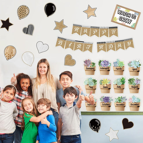 28 Pieces Happy Birthday Posters for Classroom, Bulletin Board Set Birthday Wall Decoration Cutouts for Calendars Classrooms Party Supplies for Ki...