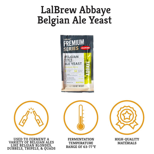 Craft A Brew - LalBrew Abbaye™Belgian Ale Yeast - Belgian Ale Dry Yeast - For Craft Blondes, Dubbels, Tripels & Quads - Ingredients for Home Brewi...