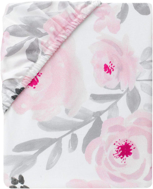 Bedtime Originals Blossom Fitted Mini Crib Sheet - Pink, Gray, White, Floral...