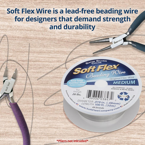 Soft Flex 49 Strand Beading Wire - Medium 0.19 Diameter - 100 Feet Nylon Design Wire...