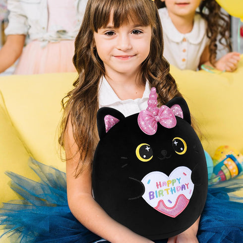 Happy Birthday Gift Black Cat Plush Toys-11'' Black Cat Plushies Anime Plush-Kawaii Birthday Plushie Stuffed Animals Cute Plushies, Black Cat Plus...