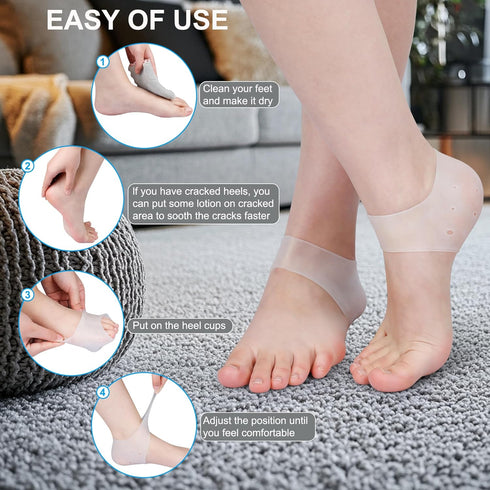 4 Pairs Premium Heel Protectors, Silicone Heel Cups for Heel Pains,Cracked Heels, Heel Spurs, Plantar Fasciitis,Unisex Fit Gel Heel Pads,Heel Pain...
