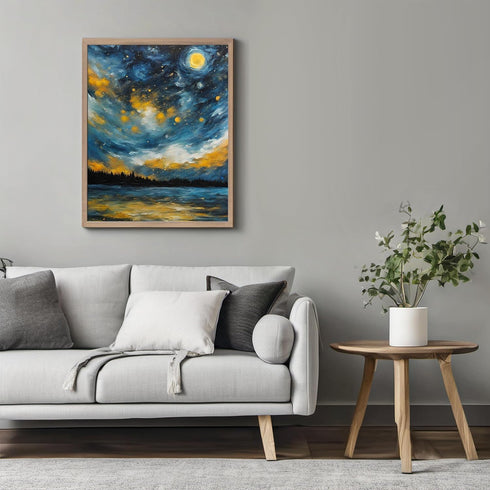 Posterizer 1 pcs- starry night inspired landscapes-nature-oil painting style 3-Landscape & Nature Art-Floral Botanical Art- Decor for Home & Offic...