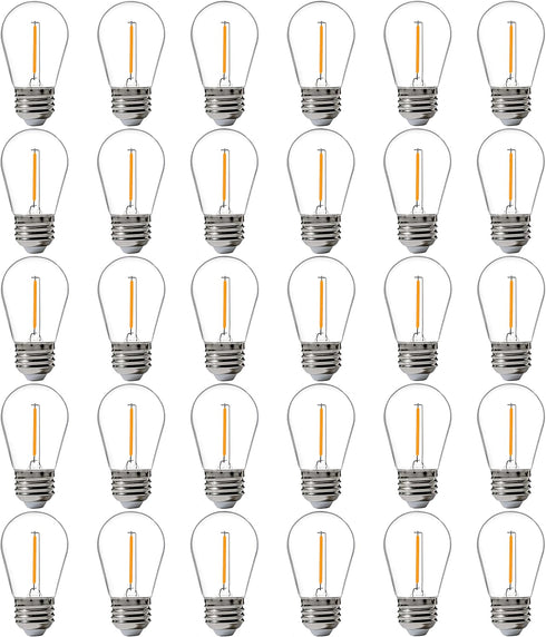 FLSNT 30 Pack LED S14 Replacement Bulbs for String Light, Outdoor LED Light Bulbs, E26 Base, 2200K Warm White, Non-Dimmable...