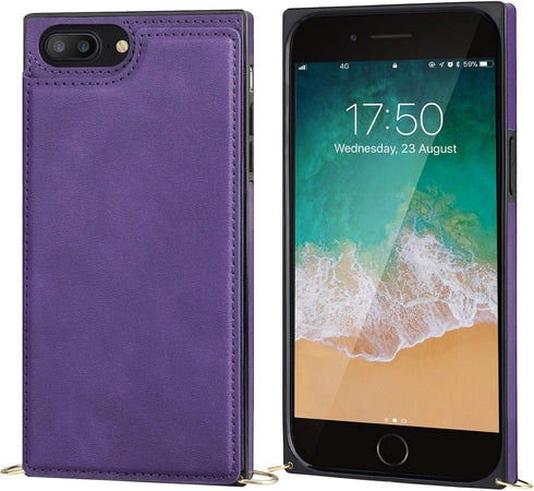 Bocasal Crossbody Wallet Case for iPhone 7 Plus/8 Plus Credit Card Holder PU Leather Kickstand Shockproof Detachable Cross Body Strap Lanyard Magn...