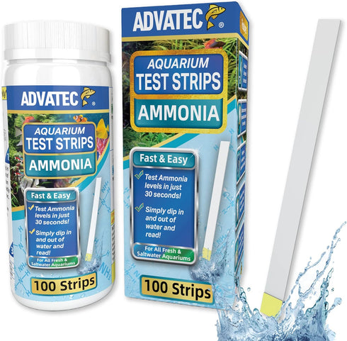 Ammonia Test Strips for Freshwater & Saltwater Fish Tank - Testing Strips for Fresh & Salt Water Aquarium - Lab Grade Water Tester Kit - 100 Count...