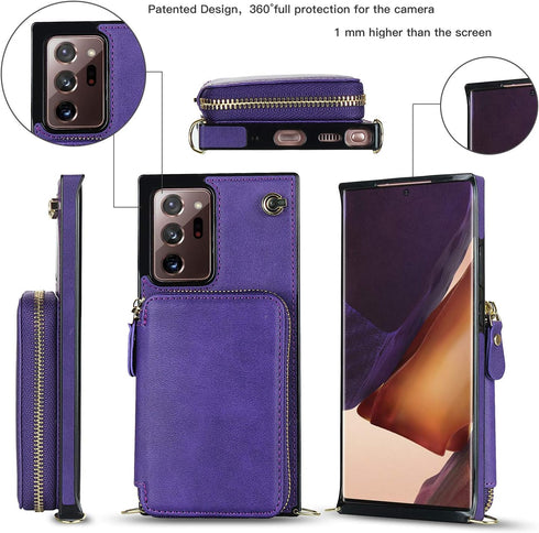 Asuwish Phone Case for Samsung Galaxy Note 20 Ultra 5G Wallet Cover with Screen Protector and Zipper Card Holder Slot Stand Leather Note20 Plus No...