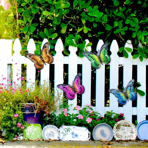Metal Butterfly Wall Art Decor - 6.5" Outdoor Fence Decoration, Hanging for Garden Yard Living Room Bedroom Patio Balcony,Gift for Mom Dad Friends...