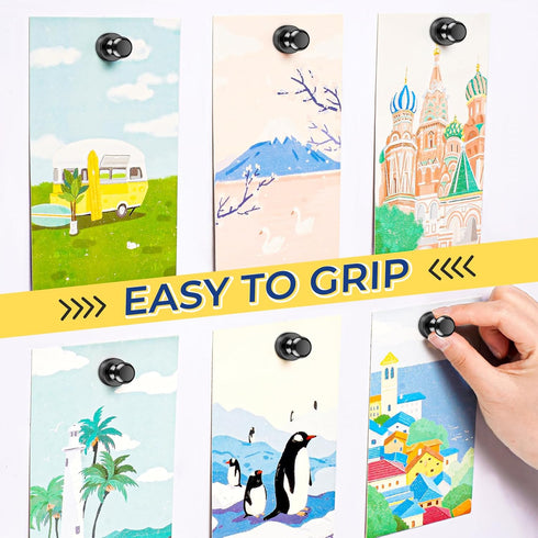 VNDUEEY 20Pcs Strong Fridge Magnets, Black Refrigerator Magnets, Magnetic Push Pin, Strong Whiteboard Magnets for Locker, Map, Kitchen, Office, Sc...