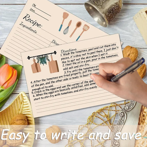 Premium Recipe Cards for Bridal Showers and Weddings 4x6in Blank Cards, Dividers with Lines Index Cards Easy Write Cardstock (100 Pcs)...