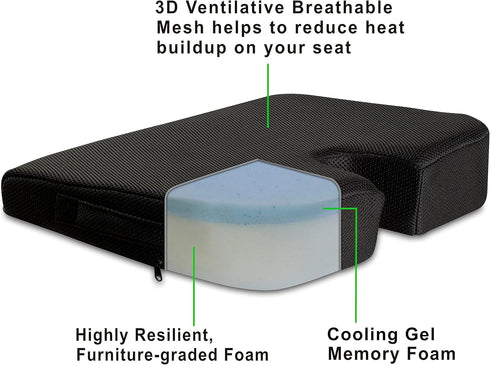 Large Medium-Firm Wellness Seat Cushion - 17 x 13 x 3 inches...