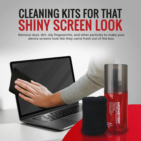 Monster 6.7 oz. Spray Screen Cleaner Kit with Microfiber Cloth for Electronic Devices – Ideal for LED, LCD, OLED, Smart TV, Computer Monitors, Lap...