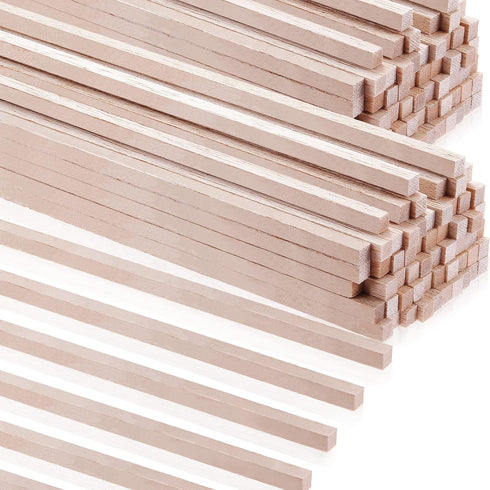 Balsa Wood Sticks 1/8 x 1/8 x 12 Inch Hardwood Square Dowels Unfinished Wooden Strips for DIY Molding Crafts Projects Making (150 Pieces)...