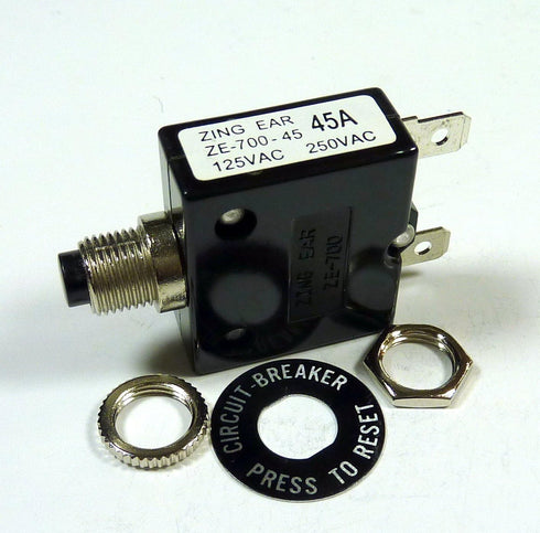 Philmore 45 Amp Push Button Manual Reset Thermal Circuit Breaker 50V DC, 250V AC...