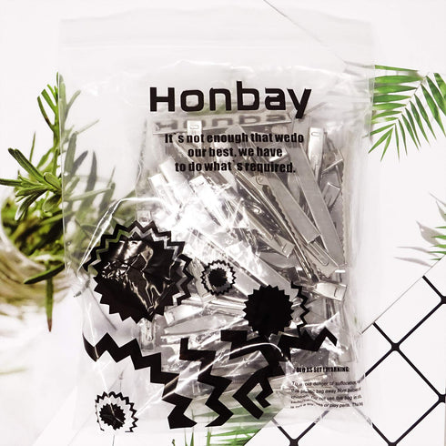 Honbay 50PCS Silver Tone Single Prong Metal Alligator Hair Clip Flat Top with Teeth for Arts & Crafts Projects, Dry Hanging Clothing, Office Paper...