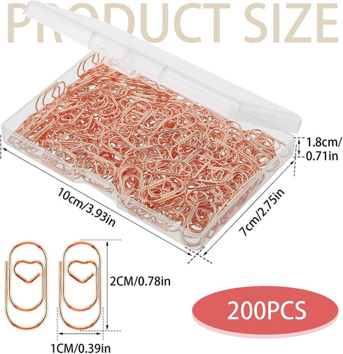 200pcs Love Heart Shaped Paper Clips, 0.78inch Cute Mini Paperclips Stainless Steel Metal Small Paper Clip for Office School Home Desk Organizers ...