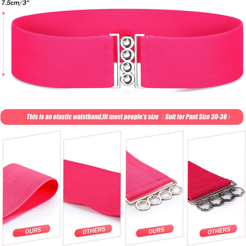 Syhood Halloween Neon Belts for Women 80s Neon Belt 80s Waist Belt Stretch Wide Waistband Elastic Belt Vertical Clasp Buckle Belts for Women Girls...