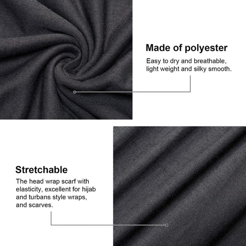 SATINIOR 2 Pieces Stretch Head Wrap Scarf Stretchy Turban Long Hair Scarf Wrap Solid Color Soft Head Band Tie for Women (Black, Grey)...
