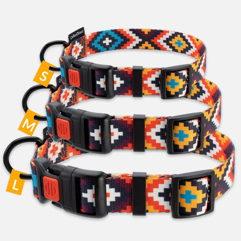 CollarDirect Aztec Dog Collar Adjustable Nylon Tribal Pattern Geometric Pet Collars for Dogs Small Medium Large Puppy (Aztec Sunset, Neck Fit 18"-...