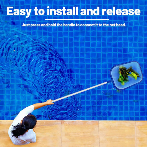 Pool Skimmer Net with Pole, Professional Swimming Pool Leaf Cleaning Net, Ultra Fine Mesh and 23''- 60'' Telescopic Pole Rake Net for Pool, Pound,...