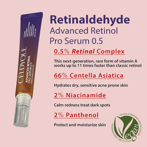Advanced Retinol Pro Serum 0.5 w/Centella Asiatica 66% Anti-Aging Radiance-Boosting & Skin-Smoothing Cream w/Retinal Complex, Niacinamide & Hyalur...