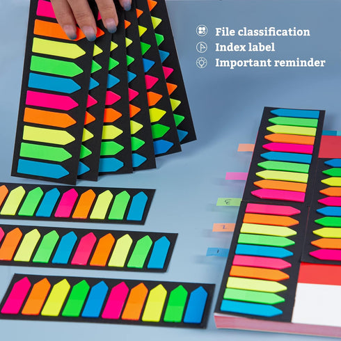 Fluorescent Translucent Sticky Note Flags, 2400 Pcs Total, Pack of 10 Color Tabs, Arrow Sticky Notes, Page Flag Markers, Arrow Index Tabs...