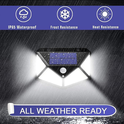 Solar Lights Outdoor IOTSES, 100 LED 270°Wide Angle PIR Motion Sensor Waterproof Durable Solar Powered Security Wall Lights 3 Modes for Fence, Fro...