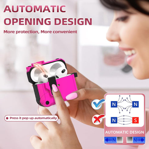 R-fun for AirPods 3rd Generation 2021 Charging Case Cover, Full Drop Protection Auto Pop-Up Lid Design for Apple Airpod 3 Gen Case with Cleaner Ki...