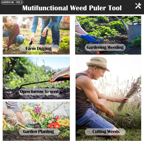 Weed Puller Tool-Weeding Artifact Uprooting Weeding Tool | 2024 Enhanced Weed Remover tool | 4-Tine Stainless Steel Weeder Tool,Multi Function Gar...