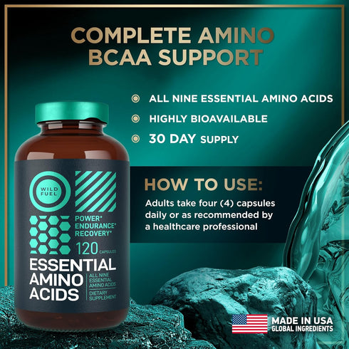 Essential Amino Acids Supplement - 3,000mg Amino Complex + All 9 Best Amino Acids for Muscle Power and Recovery - Leucine Amino Acid, Lysine, Isol...